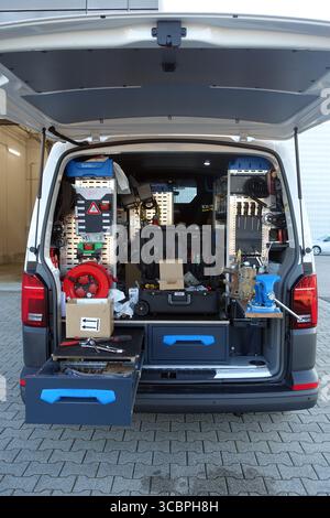 mobile workshop van, Germany, North Rhine-Westphalia Stock Photo