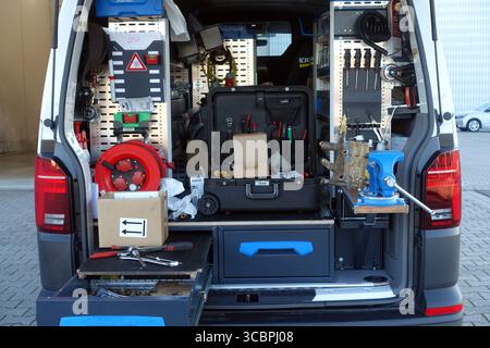 mobile workshop van, Germany, North Rhine-Westphalia Stock Photo
