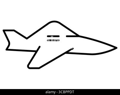 This minimalist line art illustration features a sleek jet aircraft design. Ideal for projects related to flight, aviation, and technology. Stock Vector