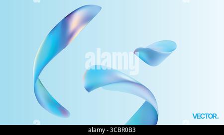 An Artistic Representation of Abstract Fluid Shapes with a Beautiful Blue and Teal Gradient Stock Vector
