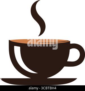 The logo features a stylized steaming coffee cup Template Design    This is a clean eye-catchy The logo features a stylized steaming coffee cup Stock Vector