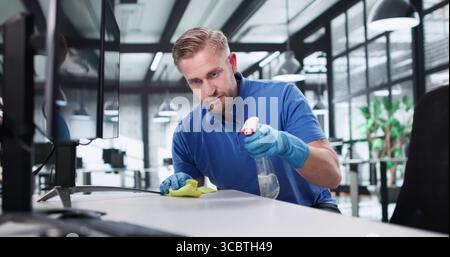 Professional Office Cleaning Service Keeps Workplace Sparkling And Sanitary Stock Photo