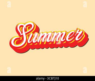 Vintage Summer Word Art Fun and Colorful Typography. Stock Vector