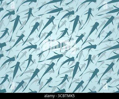Seamless background with flock of fishes. Stock Vector