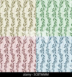 The seamless color backgrounds with plant pattern. Stock Vector