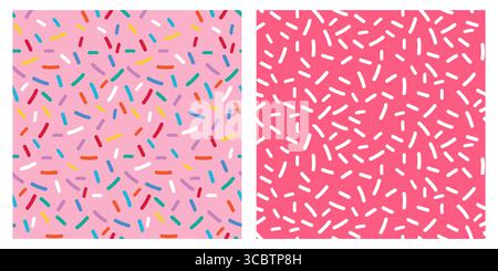 Candy Sprinkle Seamless Texture with Rainbow Vermicelli and Donut Glaze Background Featuring Colorful Sweet Decorations for Dessert Pattern and Stock Vector