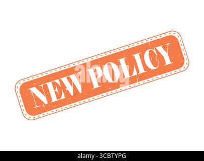 A New Policy Orange Rubber Stamp Seal on a Bar Stock Vector