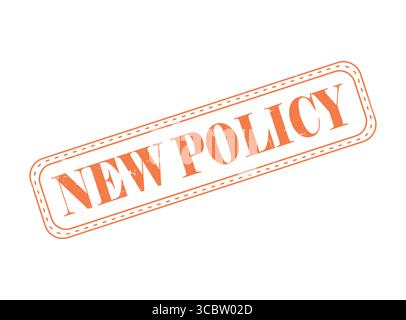 A New Policy Orange Rubber Stamp Seal with an Outline Stock Vector