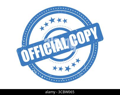 A Official Copy Blue Rubber Stamp Seal with a Dotted Circle Stock Vector