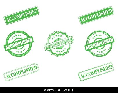 A Collection of Accomplished Green Rubber Stamps and Seals Stock Vector