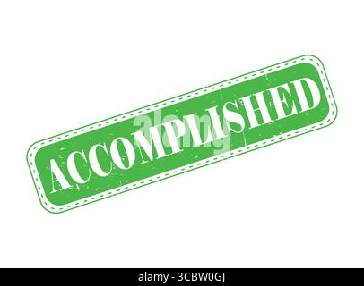 A Accomplished Green Rubber Stamp Seal on a Bar Stock Vector