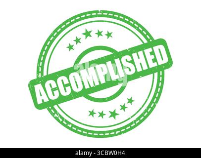 A Accomplished Green Rubber Stamp Seal with a Star Border Stock Vector