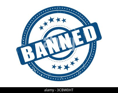 A Banned Blue Rubber Stamp Seal with a Dotted Circle Stock Vector