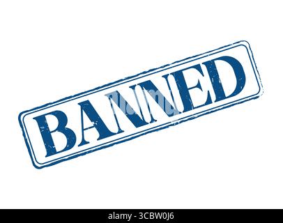 A Banned Blue Rubber Stamp Seal with an Outline and Text Stock Vector