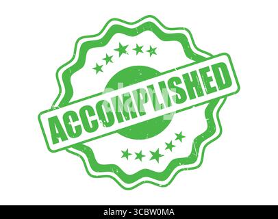 A Accomplished Green Rubber Stamp Seal with a Decorative Border Stock Vector