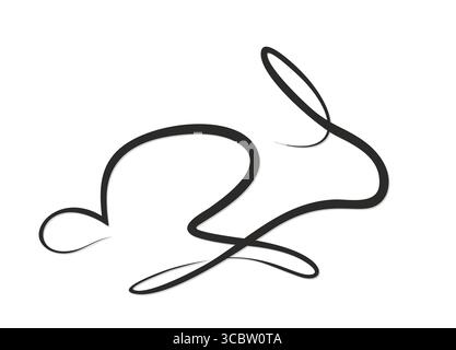 The one line symbol of running rabbit. Stock Vector