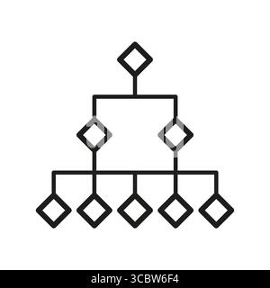 Hierarchy flowchart diagram. Business structure symbol. Vector mind map illustration. Organizational chart concept. EPS 10. Stock Vector