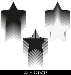 Abstract star shapes. Layered geometric forms. Dynamic striped Vector. Optical illusion illustration. EPS 10. Stock Vector