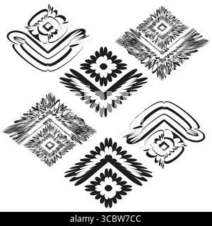 Dense floral icon. Leaf cluster diamond. Organic chevron Vector. Intricate foliage emblem. EPS 10. Stock Vector