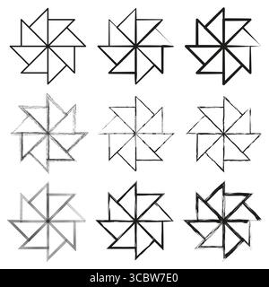 Geometric star outlines. Abstract line shapes. Grunge texture Vector. Artistic linear design. EPS 10. Stock Vector