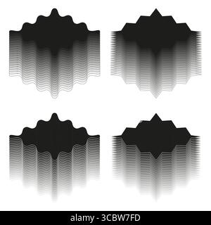 Abstract geometric shapes. Layered hexagonal forms. Dynamic striped Vector. Optical illusion illustration. EPS 10. Stock Vector