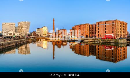 Liverpool, Lancashire, England, UK - March 2022: Royal Albert Docks located in the Waterfront Pier Head Promenade of Liverpool Stock Photo