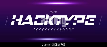 Geometric cutout font logo bold cut alphabet, futuristic tech typeface for fast robotic modern logo, cyber sport dynamic headline, sci-fi typography Stock Vector