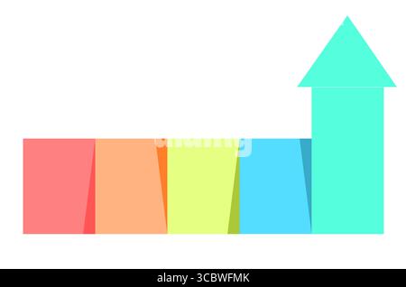 Five layers stacked banner with arrow and space for text isolated on white background, Red and orange with green with yellow and blue graphic template Stock Vector