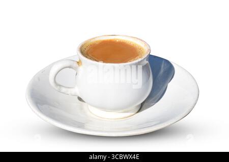 Porcelain cup of tea with milk isolated on white background Stock Photo