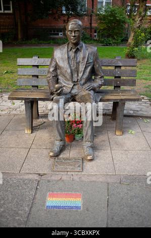 Madrid, Spain. 05th Aug, 2025. View of the Alan Turing Memorial. The Alan Turing Memorial, located in Sackville Gardens in Manchester, 5 August 2025, England, is a sculpture in memory of Alan Turing, a pioneer of modern computing (Photo by Oscar Gonzalez/Sipa USA) Credit: Sipa USA/Alamy Live News Stock Photo