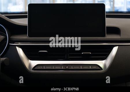 Car interior background. Multimedia touchscreen system in a modern luxury car Stock Photo