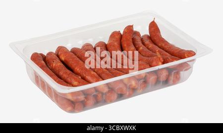 Sausages in pack isolated on a white background. With Clipping Path. Stock Photo