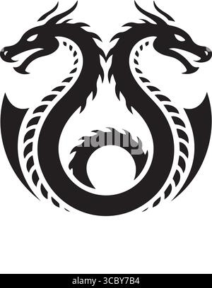The logo features a grey dragons Template Design    This is a clean eye-catchy The logo features a grey dragons Template suitable for all businesses. Stock Vector