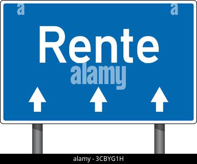 blue traffic sign with german word pension isolated vector illustration Stock Vector