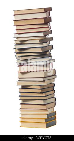 High books stack isolated on a white background Stock Photo