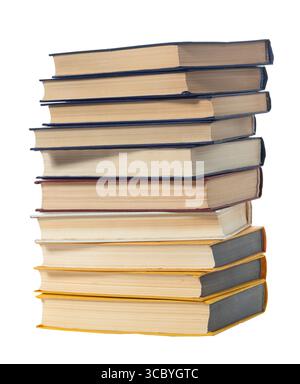 High books stack isolated on a white background Stock Photo