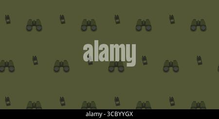 Pattern of binoculars on a green background Stock Vector