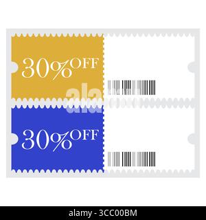 Coupon icons. Sale Voucher Coupon. Discount Coupons Tickets Card. Coupon for web design. Tag label, sale banner with discount coupon. Vector voucher Stock Vector