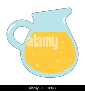 Pitcher of Orange Juice Vector Illustration. Bright and cheerful vector illustration of a blue glass pitcher filled with refreshing orange juice. Stock Vector