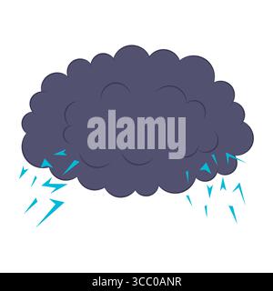 Dark Thunderstorm Cloud with Lightning Vector Illustration. A dark thunderstorm cloud with vibrant blue lightning bolts emerging from both sides. Stock Vector