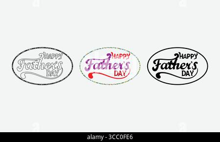 Elegant 'Happy Father's Day' Typography Designs in Various Styles for Holiday Greetings Stock Vector