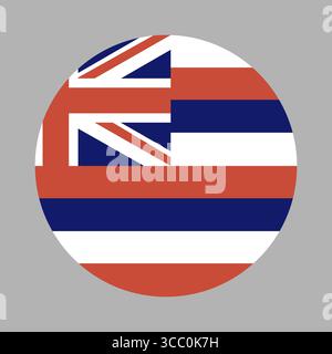 Hawaii flag icon. Round flag of Hawaii state. Hawaii flag circle button. Stock Vector