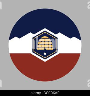 Flag of the state of Utah. Circle badge State Utah flag. Button Utah, roundel banner. New flag icon. Stock Vector