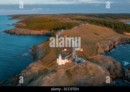 Aerial Drone Panorama Landscape Of Yason Burnu And Its Lighthouse Ordu aerial-drone-panorama-landscape-of-yason-burnu-and-its-lighthouse-ordu