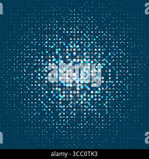 Blue abstract background with lots of small blue dots. Semitone with colored and neon circles. Stock Vector