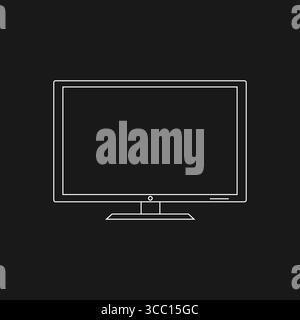 Modern Television (TV) Screen Line Art Icon for Entertainment and Digital Display Technology Stock Vector