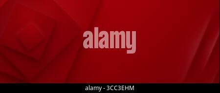Red abstract background with layered squares and subtle shadows, creating depth. Stock Vector