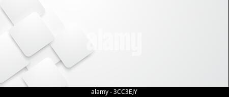 White abstract background with rounded rectangles and subtle shadows on left side, creating depth and visual interest. Stock Vector