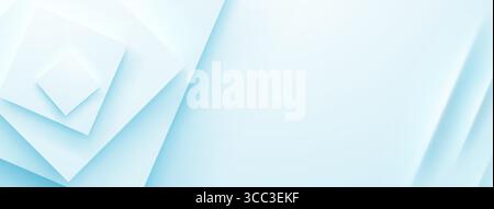 Layered light blue squares on left, abstract background with soft shadows. Stock Vector