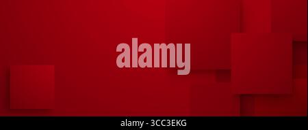 Red abstract background with overlapping rectangles and subtle shadows, creating a sense of depth. Stock Vector